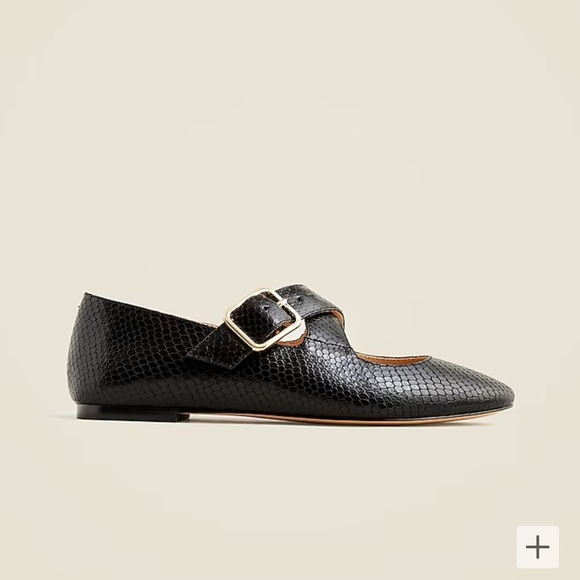 J Crew Logan crisscross MaryJane ballet flats in snake-embossed Italian leather